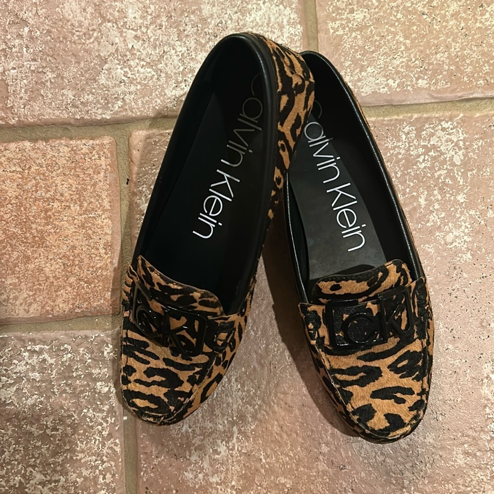 Calvin Klein animal hair loafers. Black base and accents. Only worn once, no box